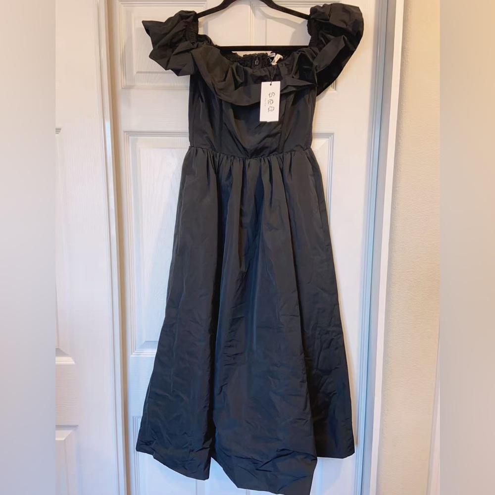 NWT $425 Sea Diana Taffeta Dress In Black - Picture 8 of 9